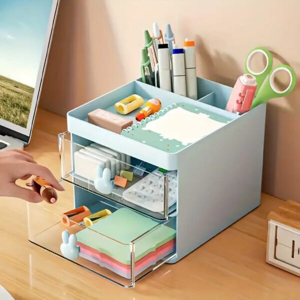Rabbit Handle Clear Desk Organizer- Perfect For Pen